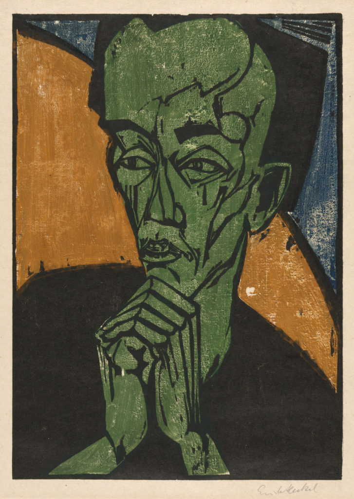 Portrait of a Man, 1919. Erich Heckel (German, 1883–1970). Color woodcut; 46 x 32.6 cm. John L. Severance Fund, 1991.109. © 2017 Artists Rights Society (ARS), New York / VG Bild-Kunst, Bonn